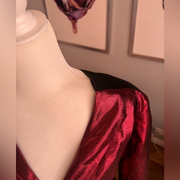 Roland Mourat red shiny long dress net-a-porter exclusive size 12 - Picture 3 of 12
